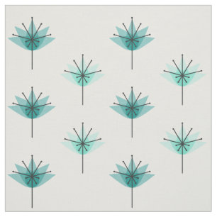 Tissu Fleurs modernes du milieu du siècle Turquoise
