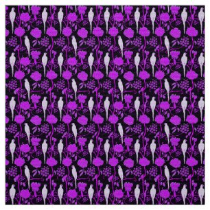 TISSU FLEURS NOIRES ART DÉCO, PAROIS BLANCS