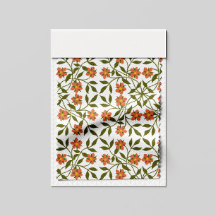 Tissu Fleurs orange, Motif Floral, Verdure, Boho