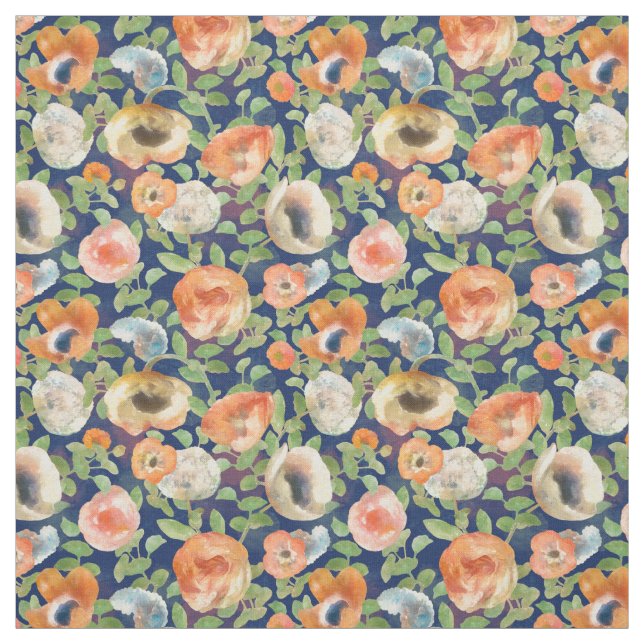 Tissu Fleurs oranges de printemps (Échantillon)