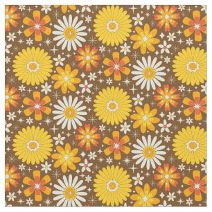 Tissu Fleurs Rétro des Années 70 avec Explosions Stellai