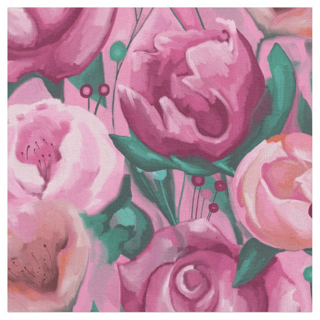 Tissu Fleurs roses (Fermer)