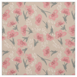 Tissu Fleurs roses beige arrière - plan motif floral