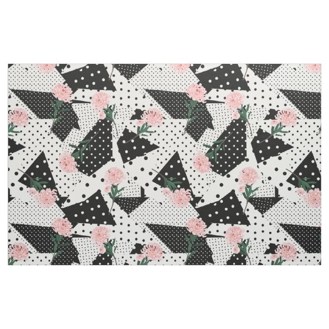 Tissu Fleurs roses et points noirs CHANGER ARRIÈRE - PLA (Fat Quarter)