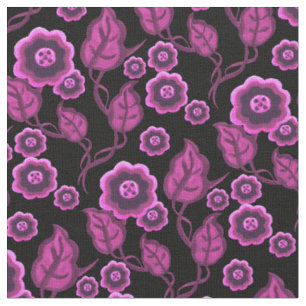 Tissu Fleurs roses/feuille rose/art populaire