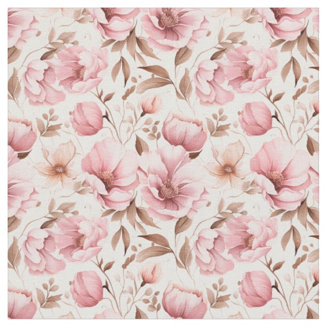 Tissu Fleurs roses poussiéreuses sur blanc (Fermer)