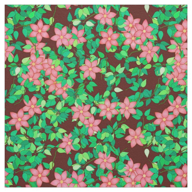 Tissu Fleurs roses sur un arrière - plan de chocolat (Échantillon)