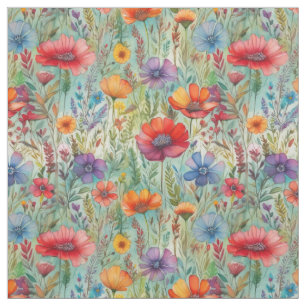Tissu Fleurs sauvages aquarelle