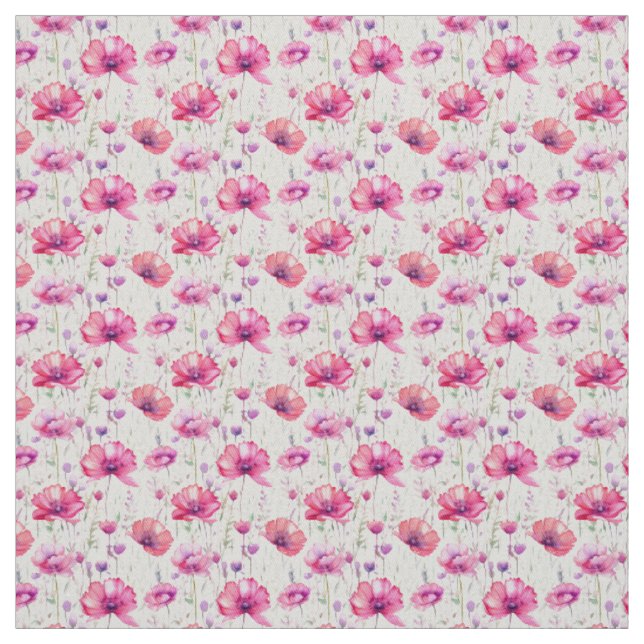 Tissu Fleurs sauvages d'aquarelle rose transparente (Échantillon)