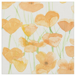 Tissu Fleurs sauvages de Pavot de Californie Aquarelle F