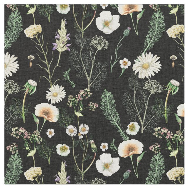 Tissu Fleurs sauvages sur Dark (Fermer)