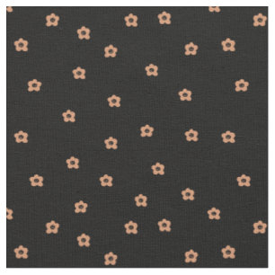 Tissu Fleurs souriantes d'Halloween orange sur fond noir