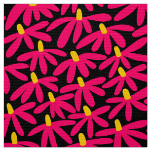 Tissu Fleurs stylisées - Crimson, Ambre et Noir