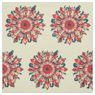 Tissu FLEURS SUN Abstraites - bleu rouge + votre backgr.