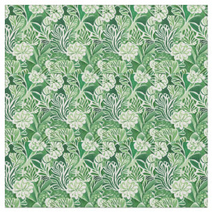 Tissu Fleurs vertes, motif design vintage