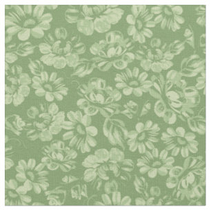 Tissu Fleurs vertes vintages Florales