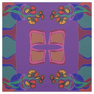 Tissu Fleurs violet/ vert /orange /jaune>Tissu