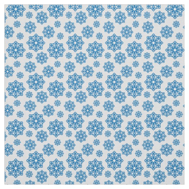 Tissu Flocon de neige bleu sur blanc avec écailles de po (Échantillon)