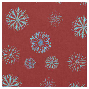 Tissu Flocon de neige Whimsical hiver Motif rouge foncé,