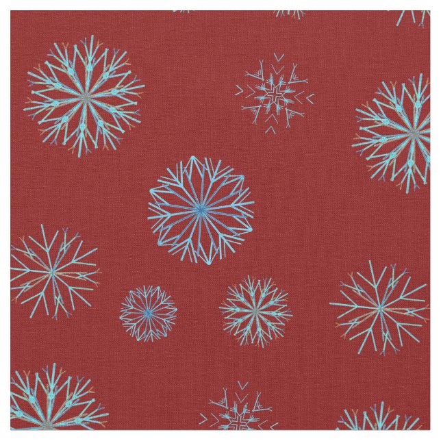 Tissu Flocon de neige Whimsical hiver Motif rouge foncé, (Fermer)