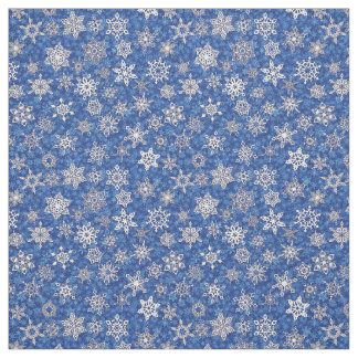 Tissu flocons de neige sur saphir bleu tempête arrière -