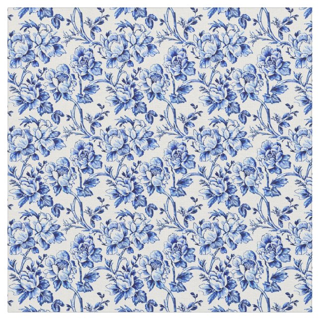Tissu floral blanc et bleu (Fermer)