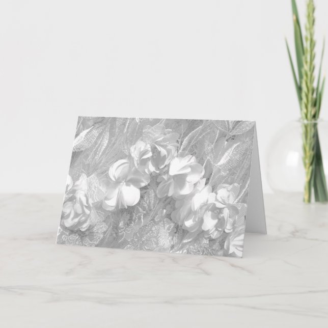 Tissu floral blanc sur blanc, carte intérieure vie (Devant)