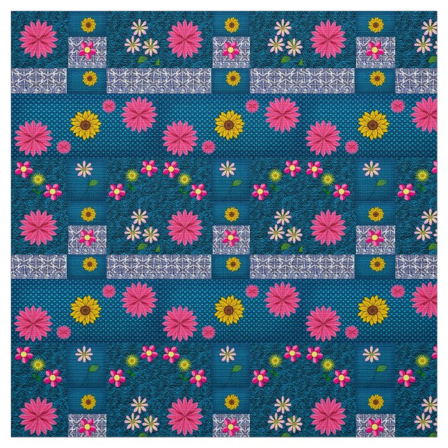 Tissu floral bleu (Échantillon)