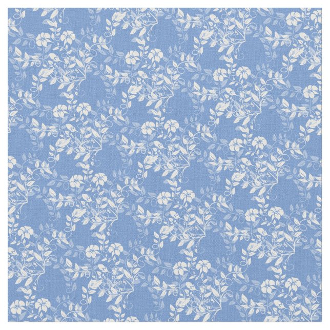 Tissu Floral bleu et blanc Tissu-Français fait sur (Fermer)