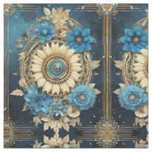 Tissu floral bleu motif sans couture pour la coutu