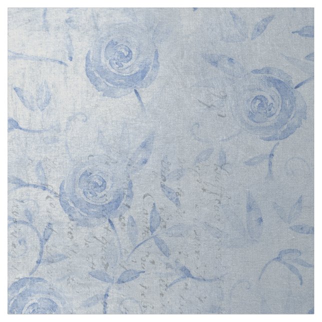 Tissu Floral Bleu Rose Argent Shimmer Chic (Fermer)
