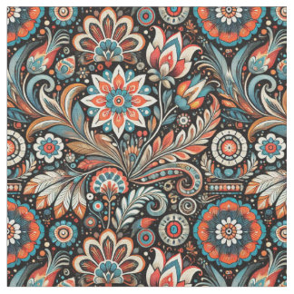 Tissu floral bohème noir