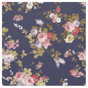 Tissu Floral boho bleu marine élégant