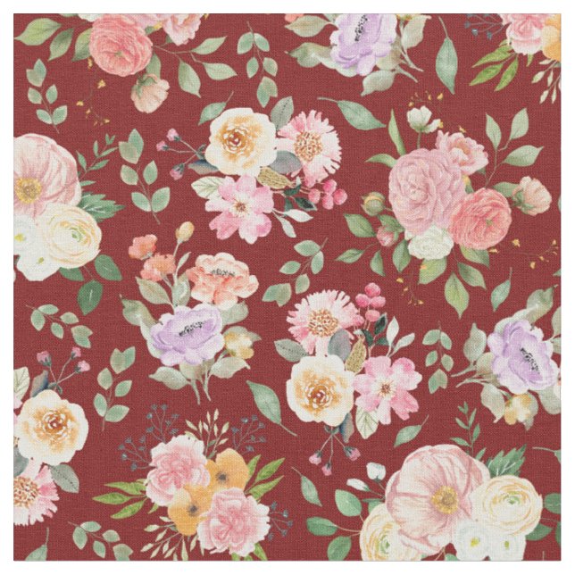 Tissu Floral Boho d'été sur Grange Rouge (Fermer)
