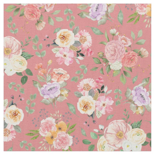 Tissu Floral Boho d'été sur Tulip Pink (Fermer)