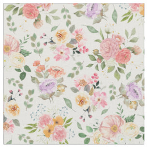 Tissu Floral Boho été blanc cassé