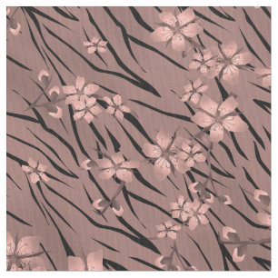 Tissu Floral, brun, motif tigre