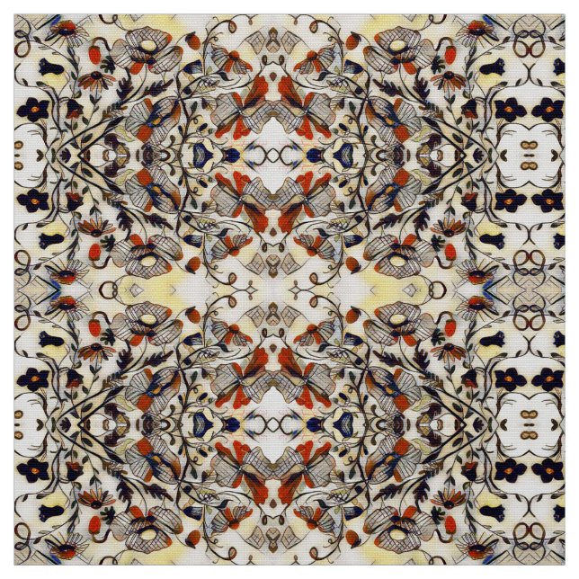 Tissu Floral Citrouille orange (Échantillon)