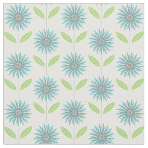 Tissu floral de bleu de turquoise de fleur moderne