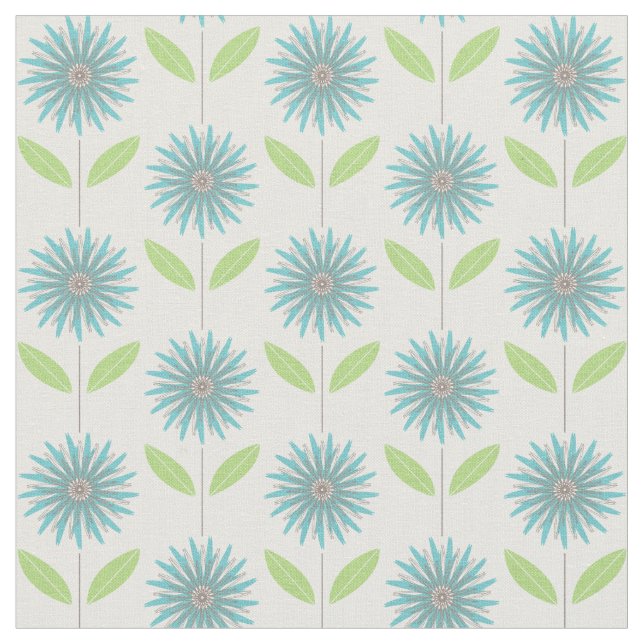 Tissu floral de bleu de turquoise de fleur moderne (Fermer)