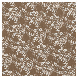Tissu Floral de brun de Tissu-Chocolat et blanc fait sur