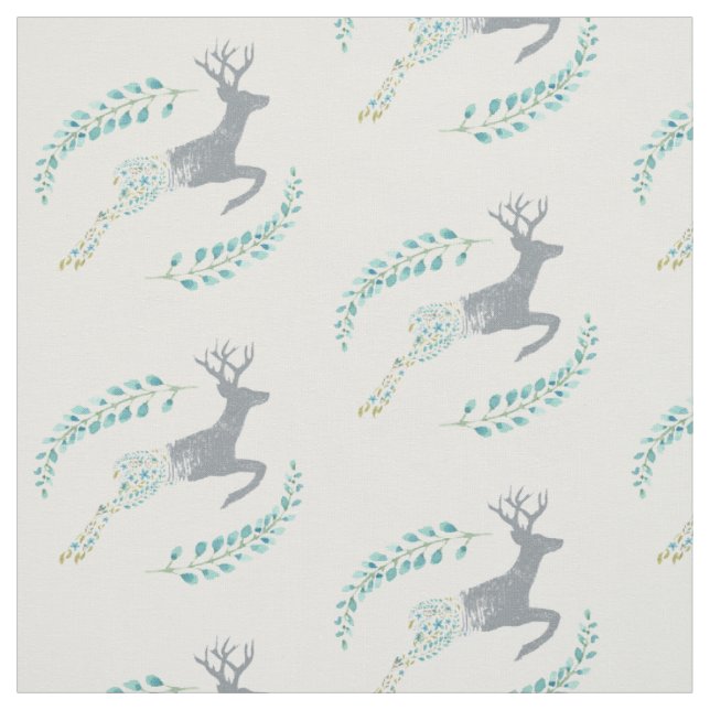 Tissu floral de cerfs communs (Échantillon)
