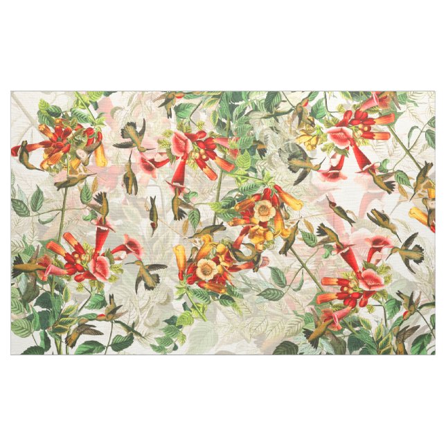 Tissu floral de faune d'oiseaux de colibri (Yard)