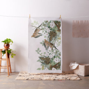 Tissu floral de faune d'oiseaux de colombe de