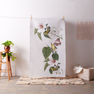 Tissu floral de faune d'oiseaux de fauvette