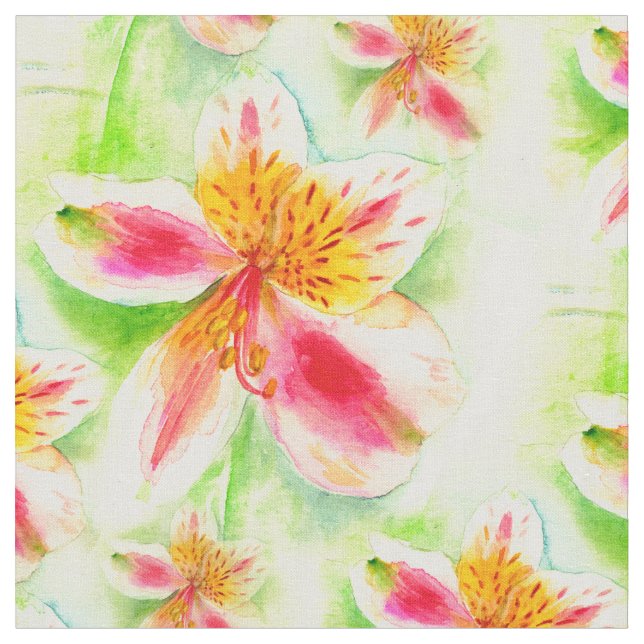 Tissu floral de lys botanique péruvien (Fermer)