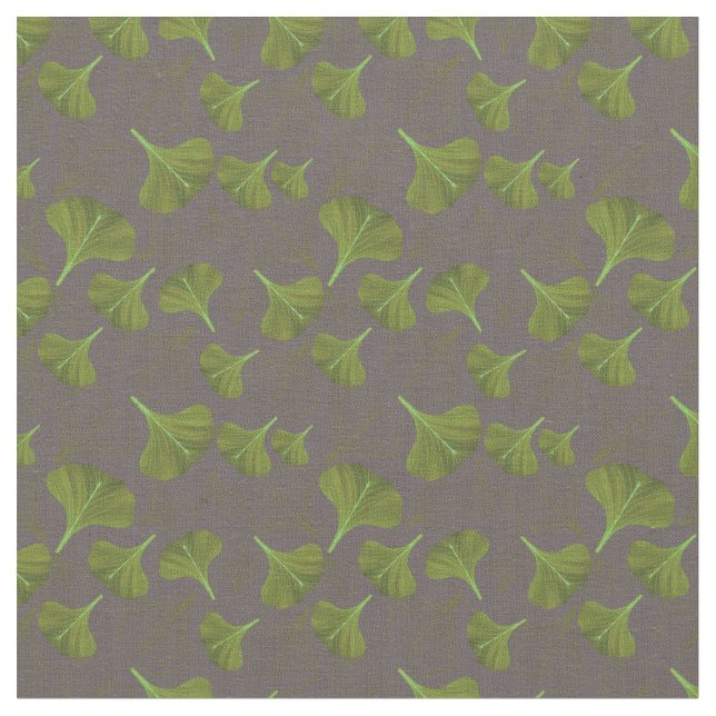 Tissu Floral Gingko Motif gris feuille (Fermer)