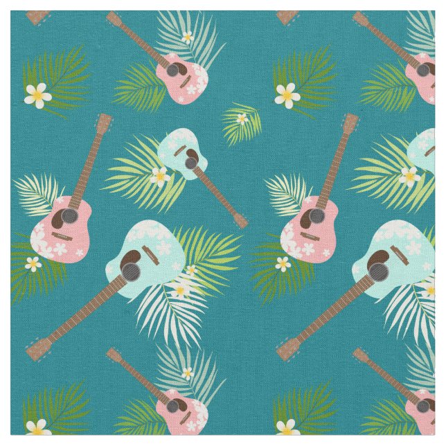 Tissu Floral Hawaii Ukulele (Fermer)