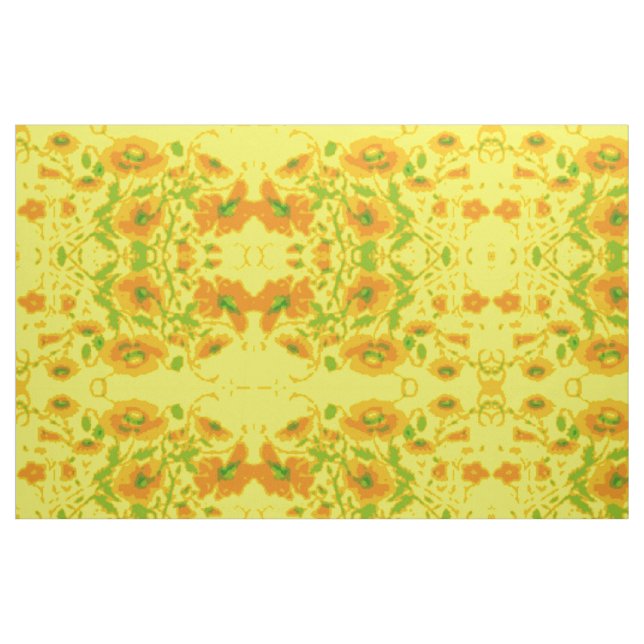 Tissu floral jaune et orange (Fat Quarter)