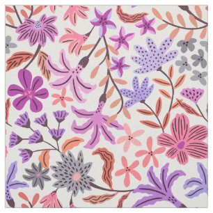Tissu Floral maximaliste violet et rose